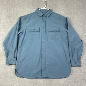 LL Bean Flannel Shirt Mens Large Blue Chamois Heavyweight Outdoor Workwear